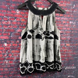 Sunny Leigh SM White Black Watercolor Sleeveless